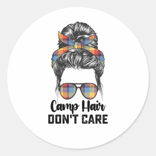 Sticker Rond Chignon Désordonné Camp Cheveux N'importe (Devant)