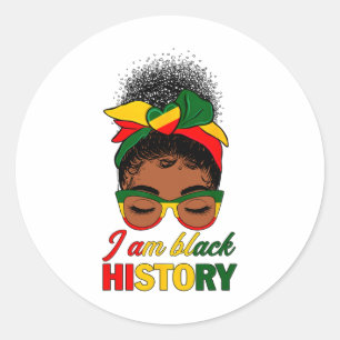 Sticker Rond Chignon Désordonné Cheveux Je Suis Histoire Noire 