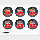 Sticker Rond Chih Tzu Chien Conduite Voiture Effrayant Hallowee (Feuille)