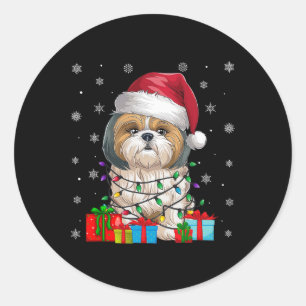Sticker Rond Chih Tzu Chig Xmas laides Père Noël Chih Tzu Chig