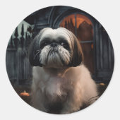 Sticker Rond Chih Tzu Halloween effraie (Devant)