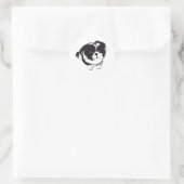 Sticker Rond Chih Tzu noir blanc animal de compagnie (Sac)