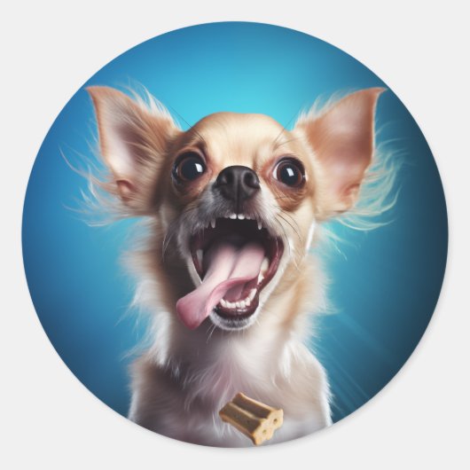 Sticker Rond Chihuahua Action de traitement (Devant)