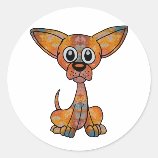 Sticker Rond Chihuahua Batik (Devant)