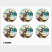 Sticker Rond Chihuahua Beach Surf Peinture (Feuille)