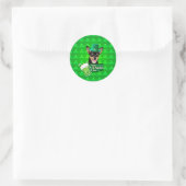 Sticker Rond Chihuahua Chien Chiot Chiot St. Patrick's Day Clov (Sac)