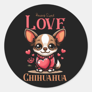 Sticker Rond chihuahua chien de compagnie amour