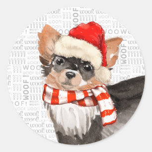 Sticker Rond Chihuahua Chien de longue date Fleas Navidog