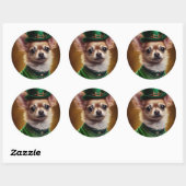 Sticker Rond Chihuahua Chien en robe de la Saint Patrick (Feuille)