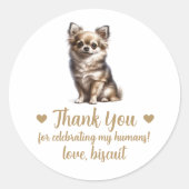 Sticker Rond Chihuahua Chien Personnalisé Mariage Favoriser Sti (Devant)