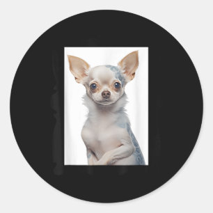 Sticker Rond Chihuahua Chig à vapeur avec tatouage Super Chien