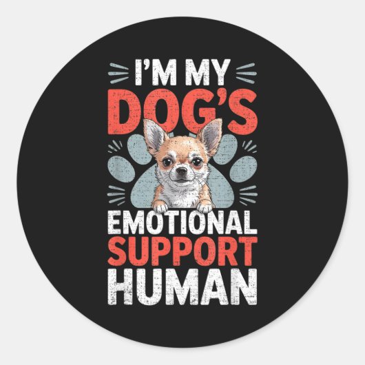 Sticker Rond Chihuahua Dog Emotional Suprt Human (Devant)