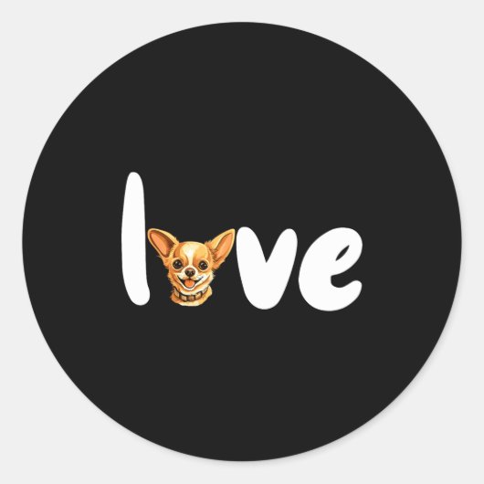 Sticker Rond Chihuahua Dog Love For Valentines Day (Devant)