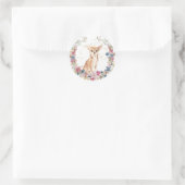 Sticker Rond Chihuahua Fleurs de printemps Chien Wreath (Sac)