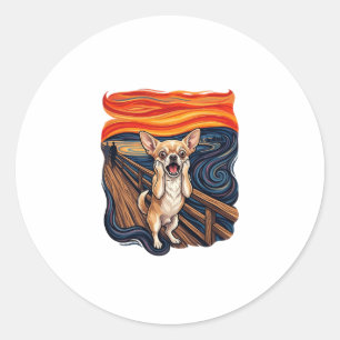 Sticker Rond Chihuahua hurleur Pont de cri de chien_1