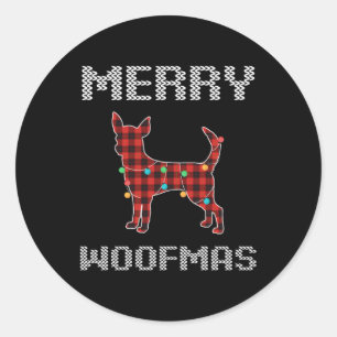 Sticker Rond chihuahua joyeux woofmas cadeau pour lui