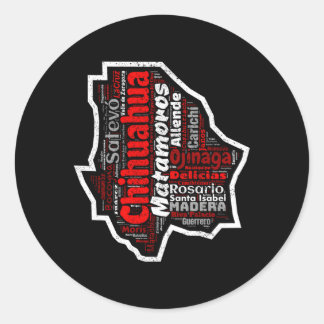 Sticker Rond Chihuahua Mexique Mapa Municipios État mexicain