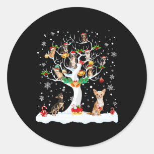 Sticker Rond Chihuahua Noël Noël Noël Arbre Amoureux des chiens