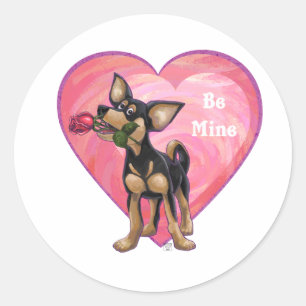 Sticker Rond Chihuahua Saint-Valentin