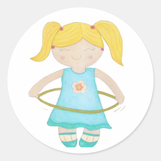 Sticker Rond Child playing with a hula hoop (Devant)