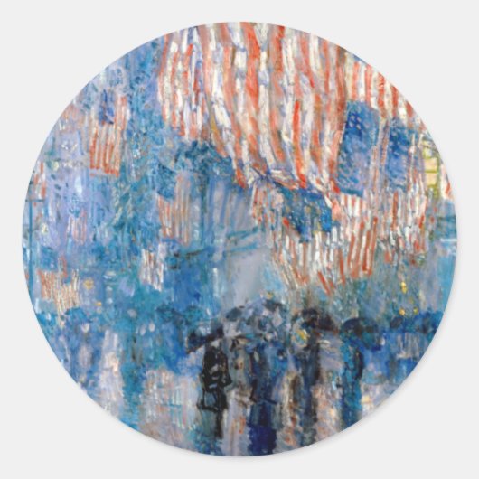 Sticker Rond Childe Hassam L'avenue dans la pluie (Devant)
