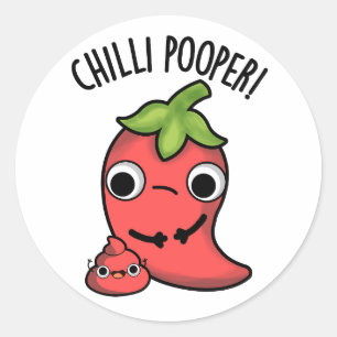 Sticker Rond Chili Poooper Funny Pepper Pun