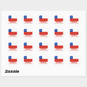 Sticker Rond Chili T-shirt Drapeau avec devise chilienne (Feuille)