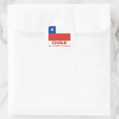 Sticker Rond Chili T-shirt Drapeau avec devise chilienne (Sac)