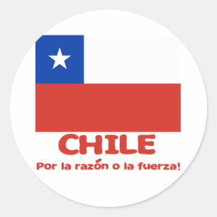 Sticker Rond Chili T-shirt Drapeau avec devise chilienne