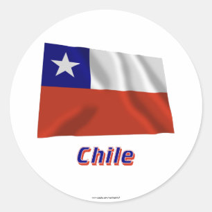 Sticker Rond Chili tenant un drapeau avec le nom
