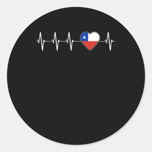 Sticker Rond Chilien Heartbeat I Love Chili Drapeau Heart Count (Devant)