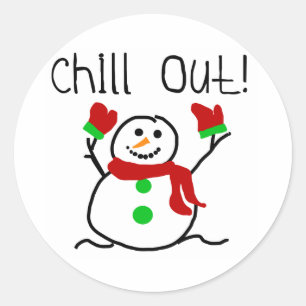 Sticker Rond Chill Out Snowman vacances