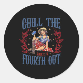 Sticker Rond Chill The Quatrième Out Retro 4 juillet Indépendan