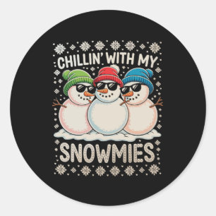 Sticker Rond Chillat avec mes neiges Noël Vilain Noël Noël