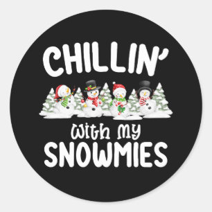 Sticker Rond Chillat avec mes neiges Snowman Noël