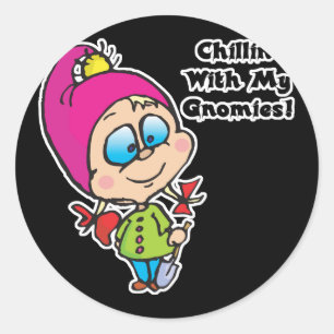 Sticker Rond Chillin mignon Avec Mes Gnomes Design