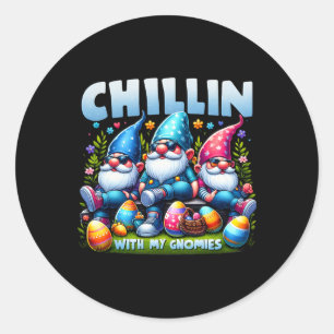 Sticker Rond Chillin' with My Gnomies Happy Easter Family Match
