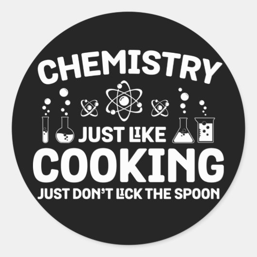 Sticker Rond Chimie Comme Cuisine Ne pas lick Spoon (Devant)