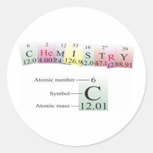 Sticker Rond Chimie écrite avec des éléments