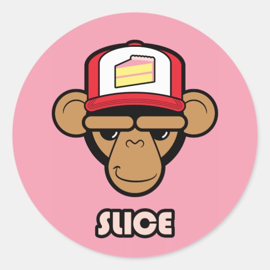 Sticker Rond Chimp avec casquette à gâteau (Devant)
