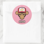 Sticker Rond Chimp avec casquette à gâteau (Sac)