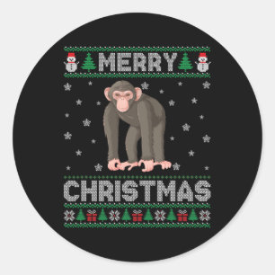 Sticker Rond Chimpanzé Animal Hommes Femmes Enfants Vilain Noël
