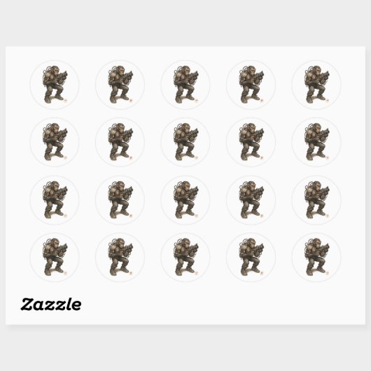 Sticker Rond Chimpanzé Cyberpunk (Feuille)