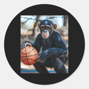 Sticker Rond Chimpanzé Esquisse Singe Drôle Graphique 1