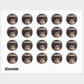 Sticker Rond Chimpanzé fou mignon (Feuille)