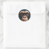 Sticker Rond Chimpanzé fou mignon (Sac)