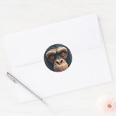 Sticker Rond Chimpanzé fou mignon (Enveloppe)