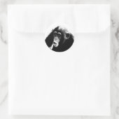 Sticker Rond Chimpanzé noir blanc (Sac)