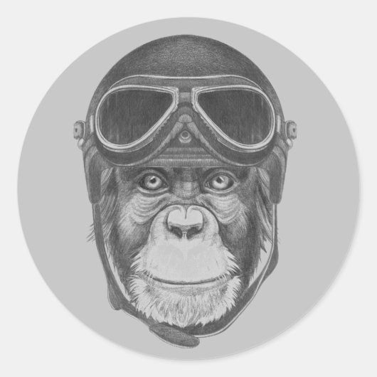 Sticker Rond Chimpanzé vintage (Devant)