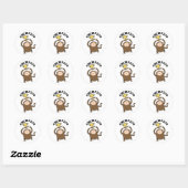 Sticker Rond Chimpion Funny Champion Chimpanzé Pun (Feuille)
